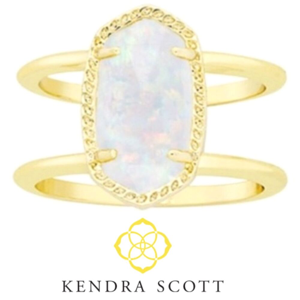 Kendra Scott Elyse White Kyocera Opal Ring - Size 6